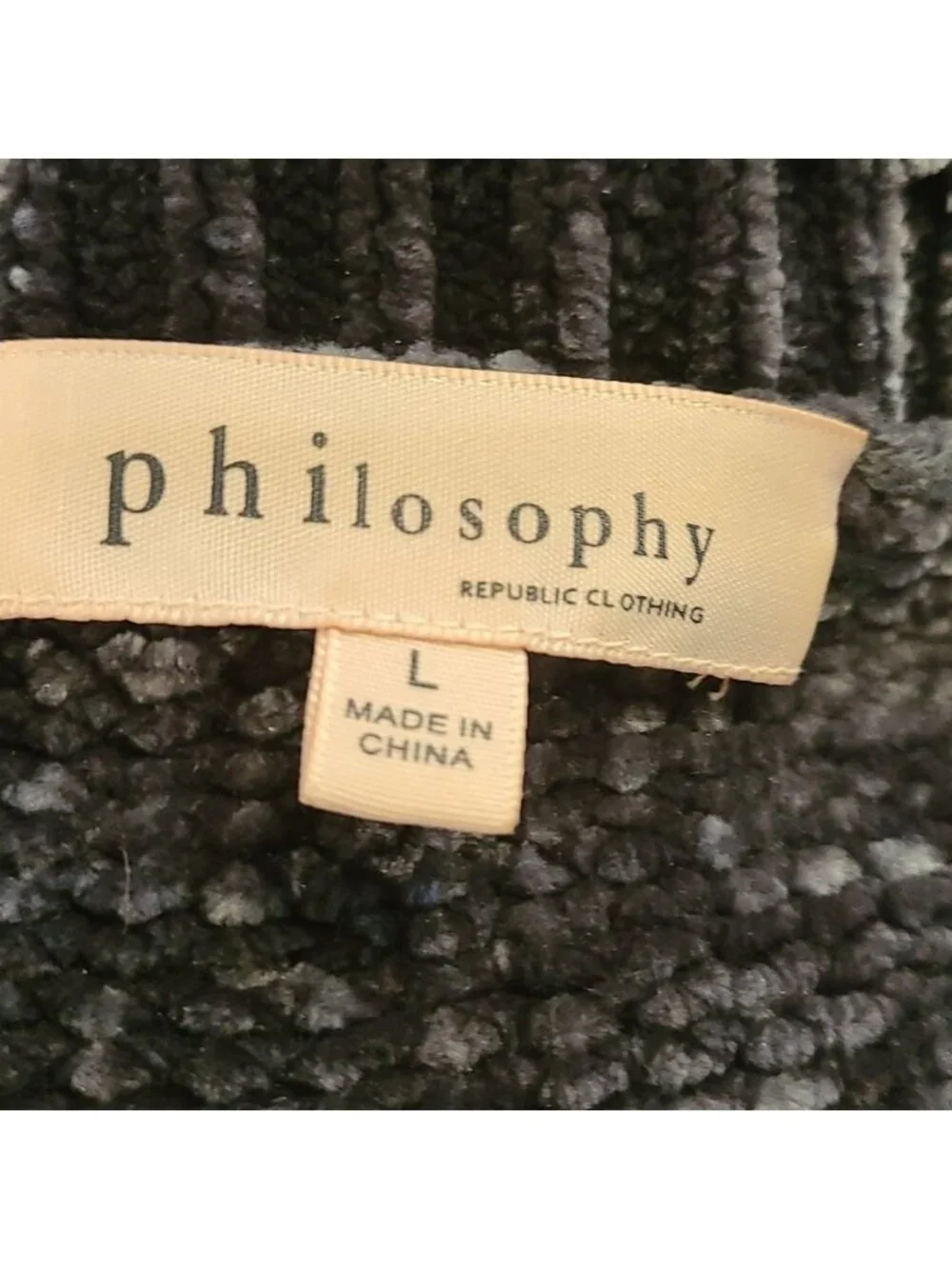 Philosophy grey crushed velour oversized sweater